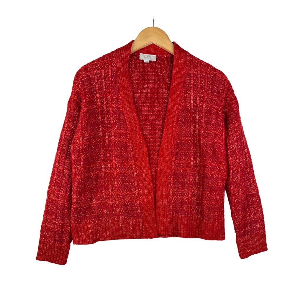 Loft Outlet Knit Open Cardigan size Small Red